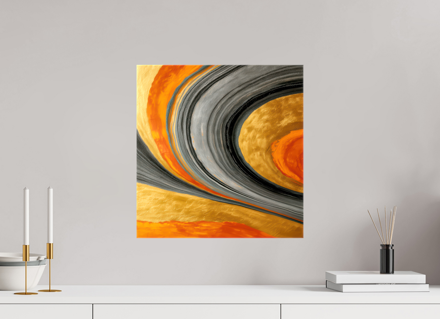 16 x 16.6″, Glossy Canvas Abstract Gold Geode 2