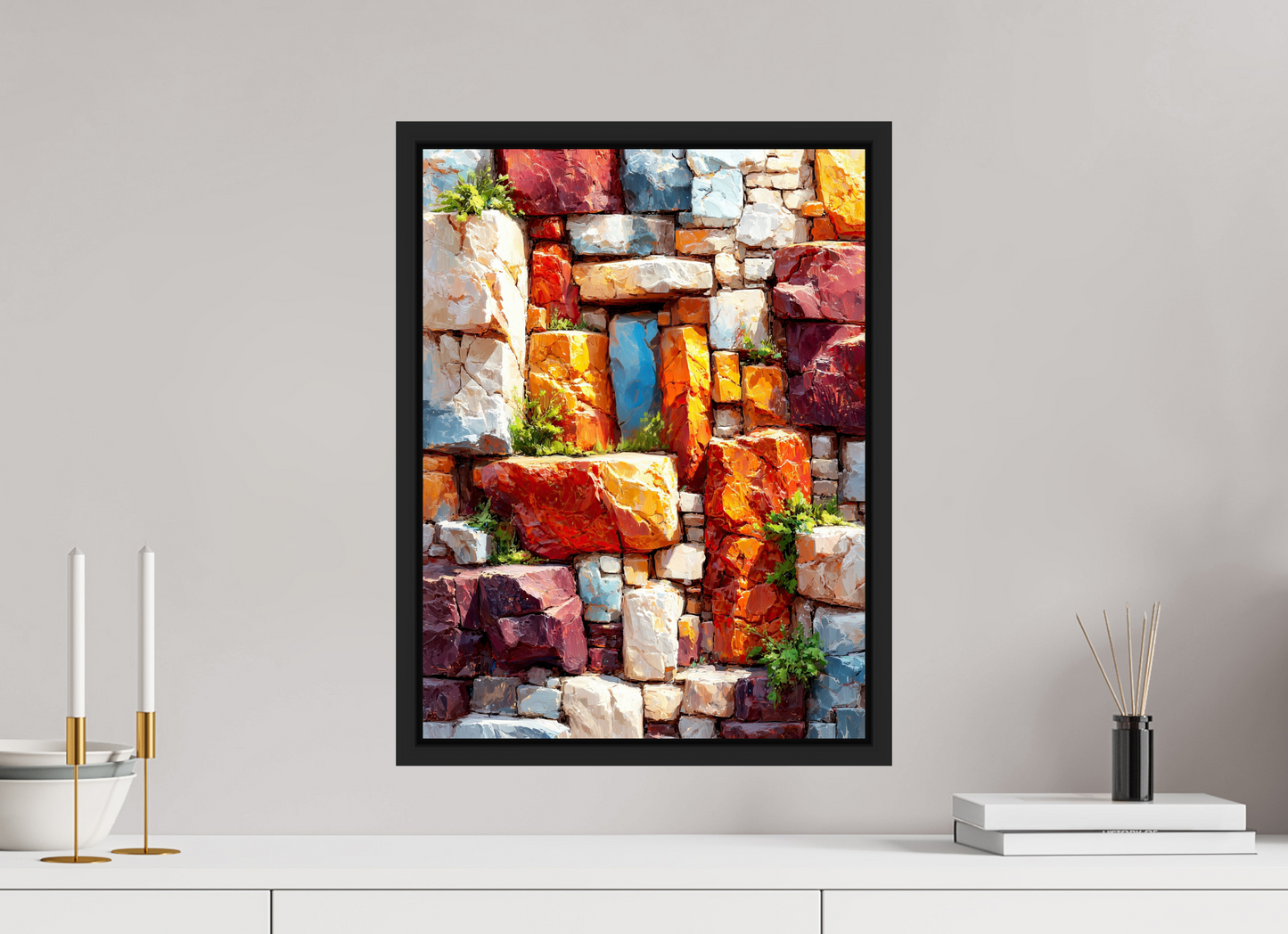 15 x 20″, Fine Art Print on Aluminum Dibond with Boarder Desert Rocks