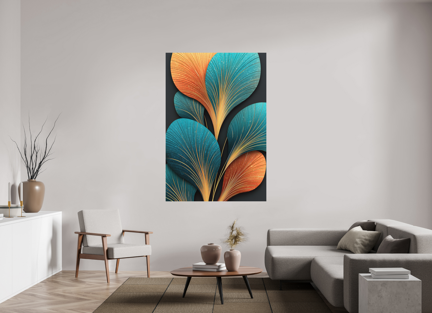 47 x 69.4″, Photo Print on Aluminum Backing Art Deco Flowers