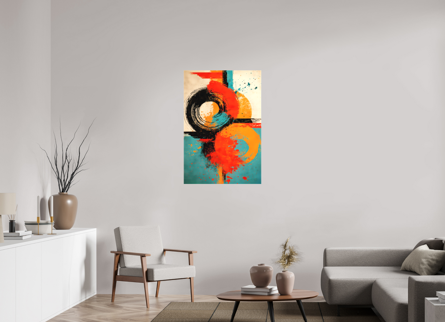 28 x 41.3″, Textile on Canvas Abstract Traffic Sign