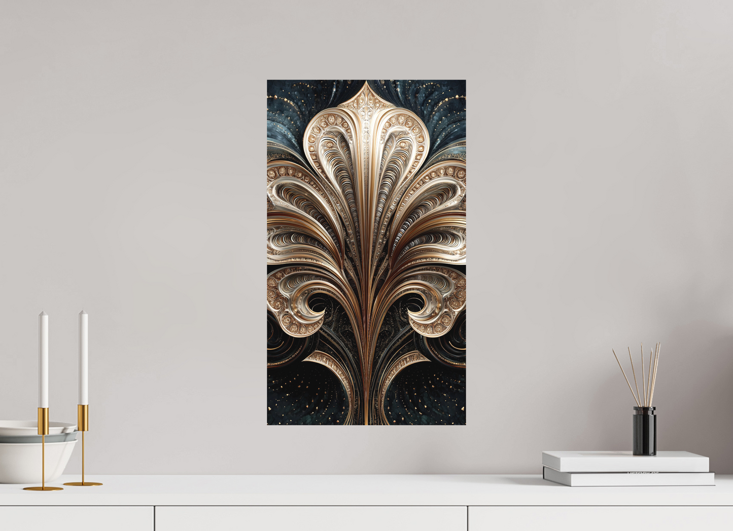 12 x 20.9″, Photo Print on Aluminum Backing Art Deco Abstract Flower 1