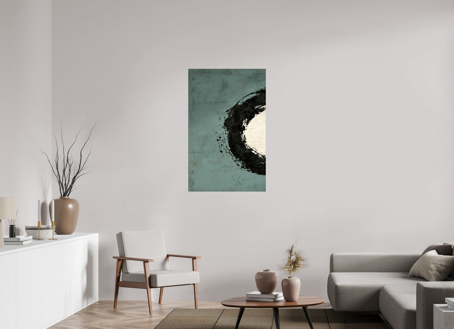 28 x 44.4″, Fine Art Print On Aluminum Dibond Abstract Paint Brush Circle Left