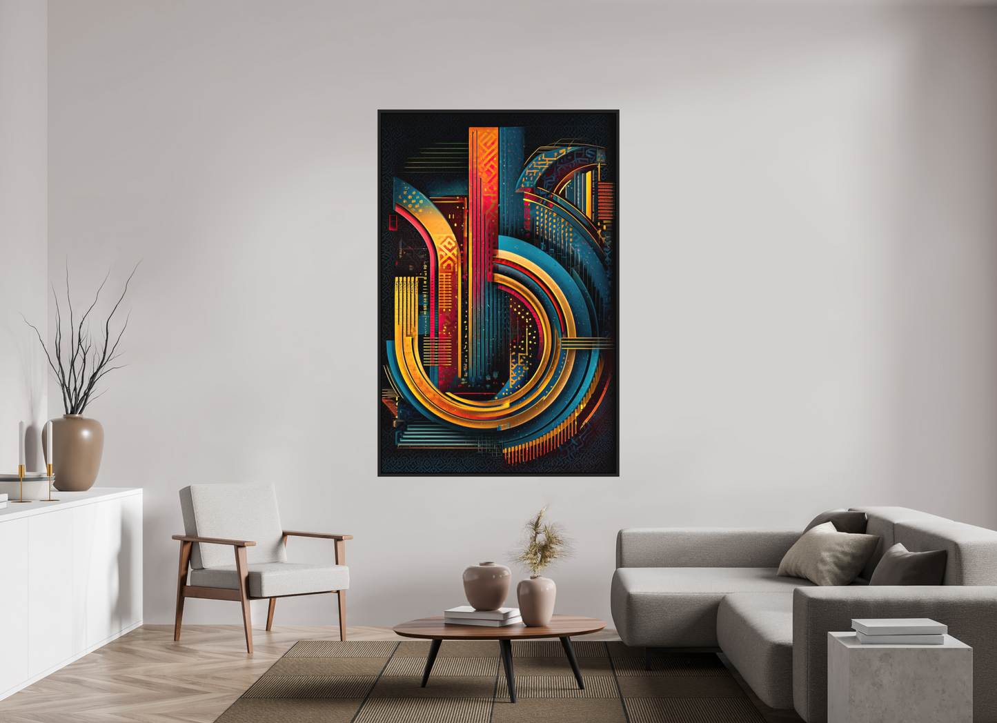 47 x 72.3″, Photo Print on Aluminum Backing with boarder Abstract Jazz