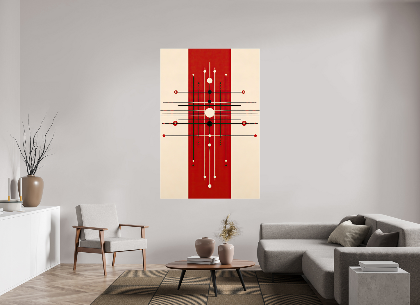 47 x 71.2″, Glossy Canvas Red Line