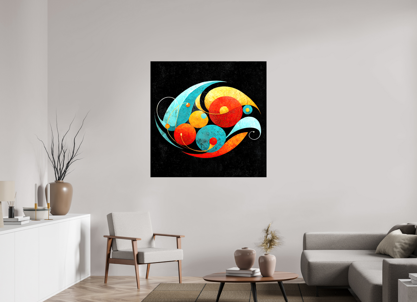 45 x 45″, Glossy Canvas Abstract Olives
