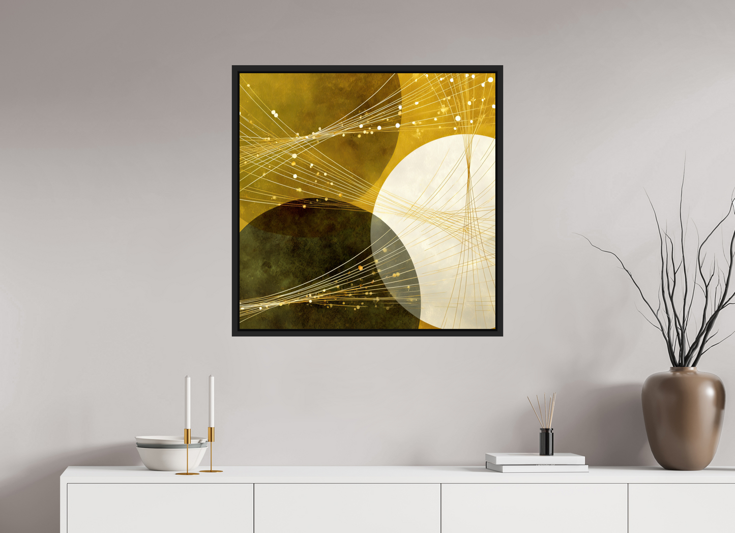 30 x 30″, Fine Art Print on Aluminum Dibond with Boarder Lime Circles