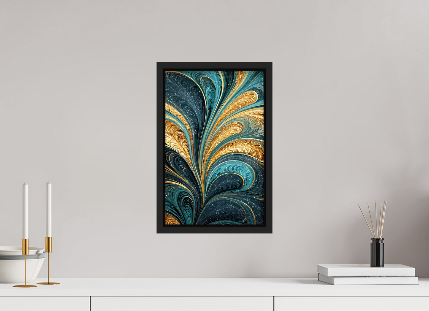 10 x 15.6″, Fine Art Print on Aluminum Dibond with Boarder Art Deco Swirl