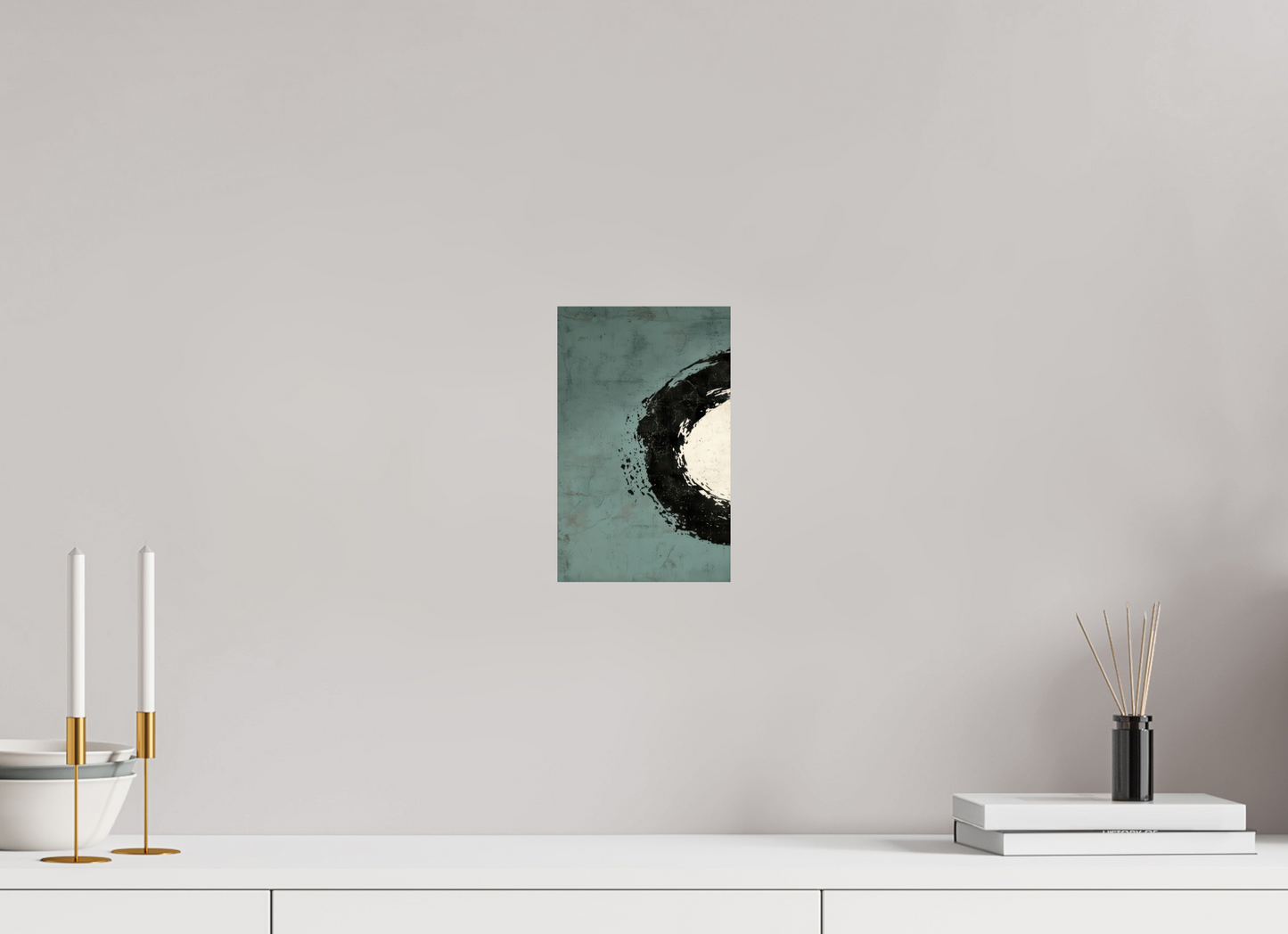 6 x 9.5″, Fine Art Print On Aluminum Dibond Abstract Paint Brush Circle Left