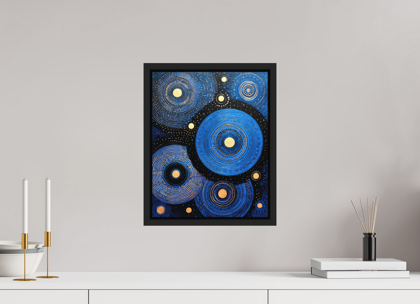 12 x 15.1″, Photo Print on Aluminum Backing with boarder Blue Circles