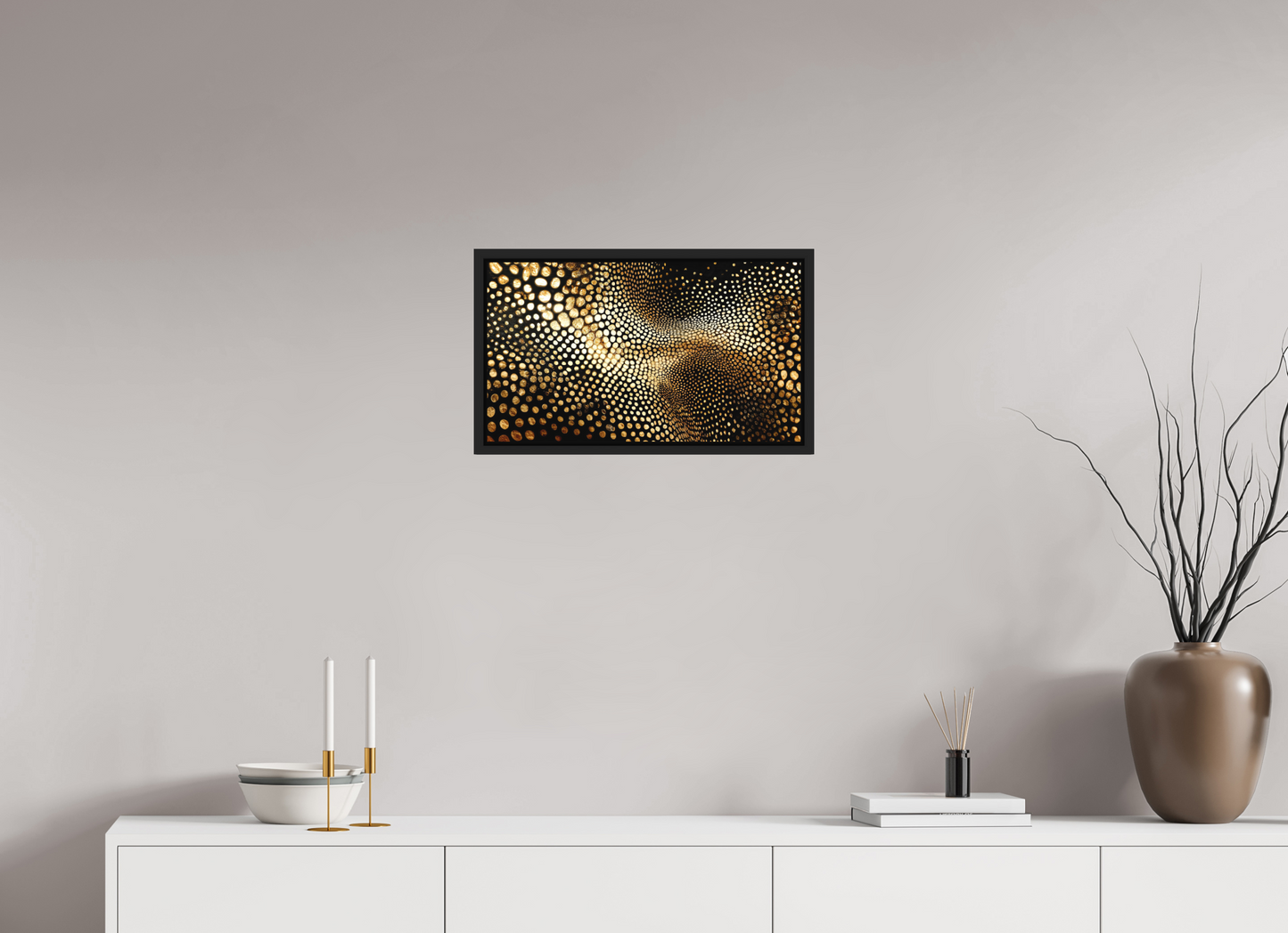 21 x 12″, Photo Print on Aluminum Backing with boarder Gold Dot Wave