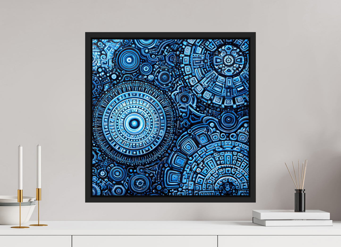 20 x 20″, Fine Art Print on Aluminum Dibond with Boarder Ancient Blue