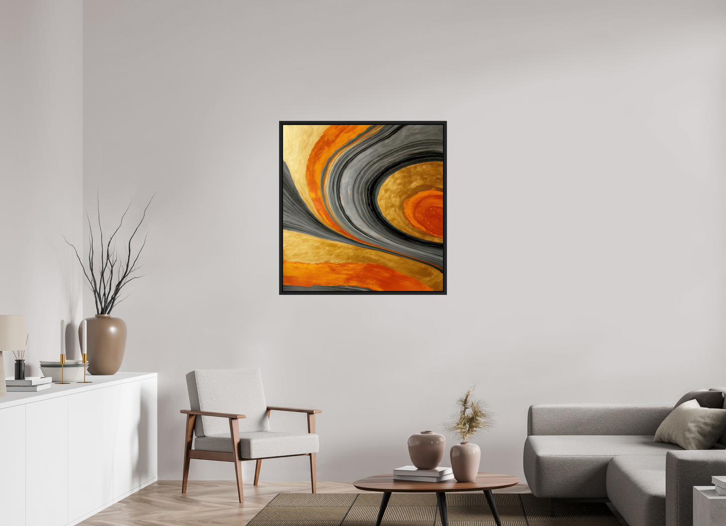 36 x 37.4″, Fine Art Print on Aluminum Dibond with Boarder Abstract Gold Geode 2