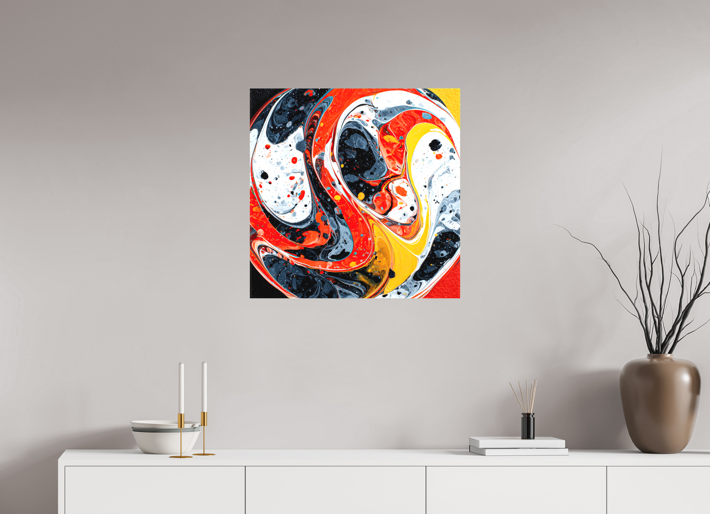 25 x 25″, Textile on Canvas Marble