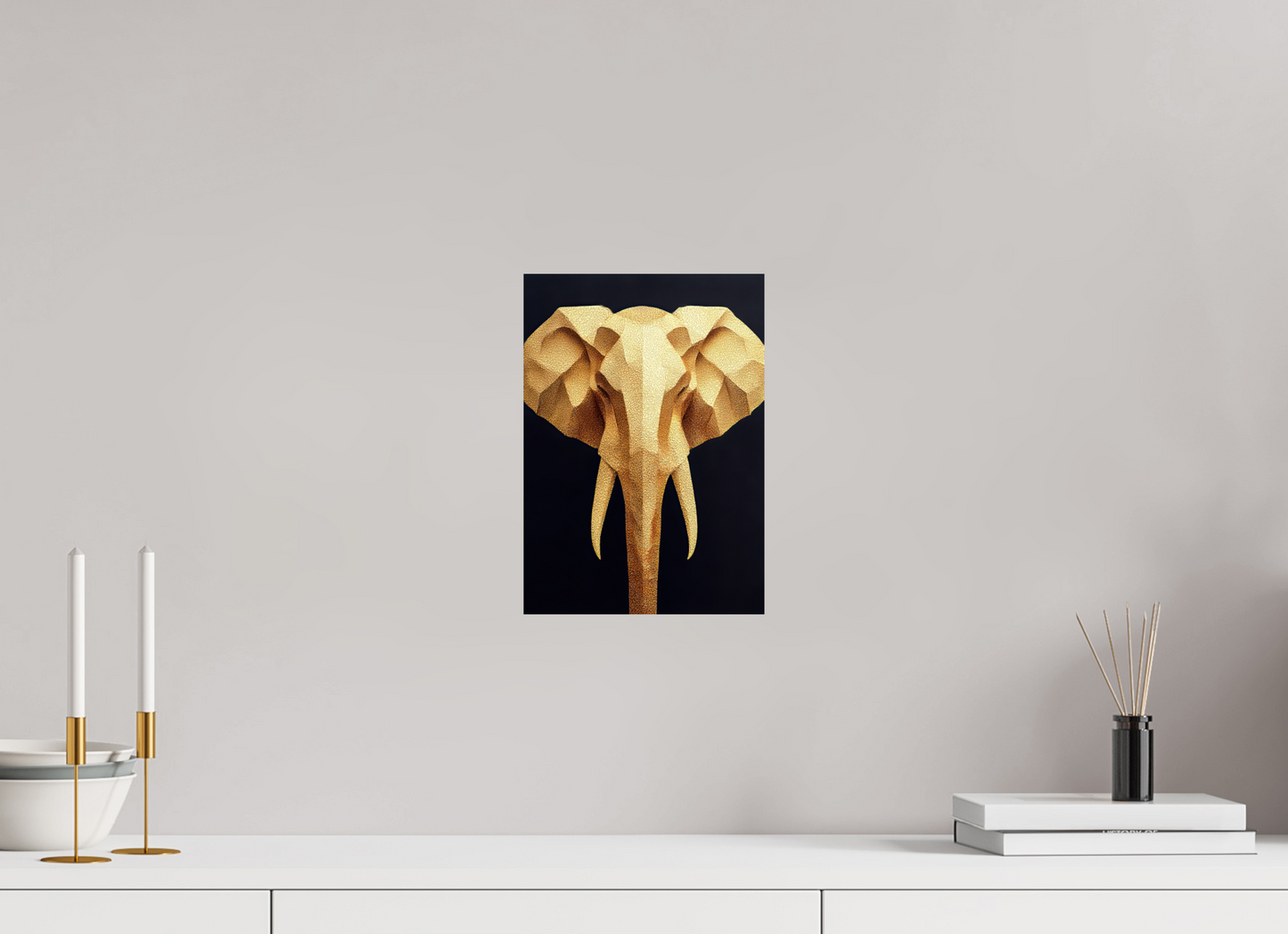 ISO A4 (21 x 29,7 cm), Fine Art Print On Aluminum Dibond Gold Elephant