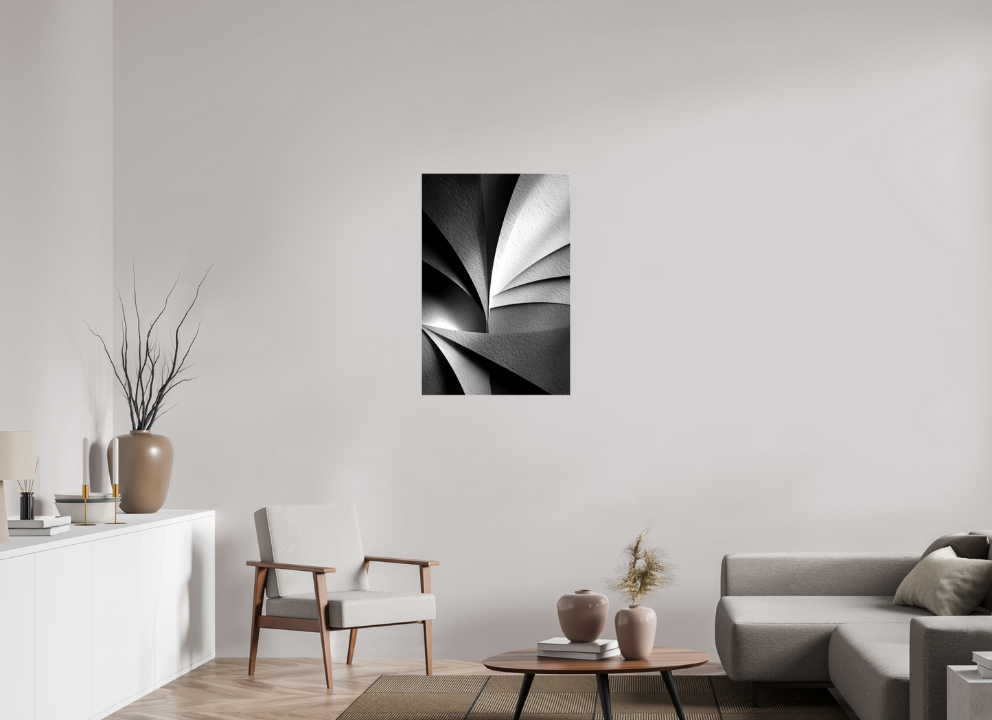 24 x 36″, Glossy Canvas Abstract B&W 1