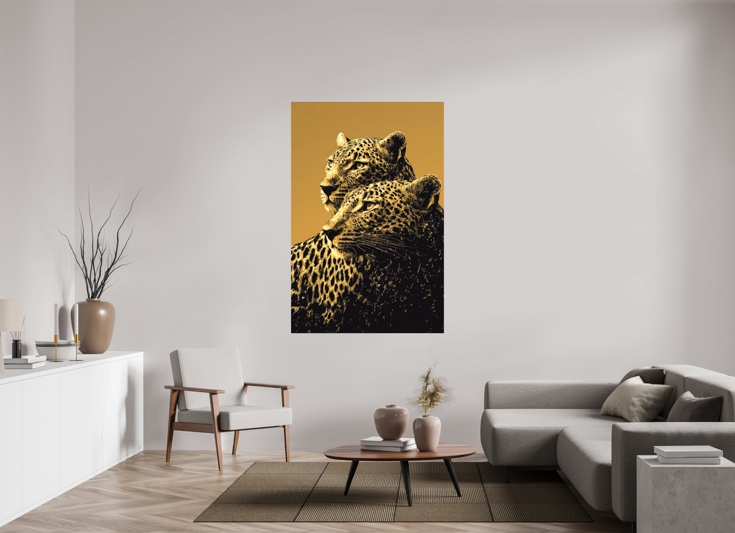 43 x 65.1″, Photo Print on Aluminum Backing Desert Cheetahs