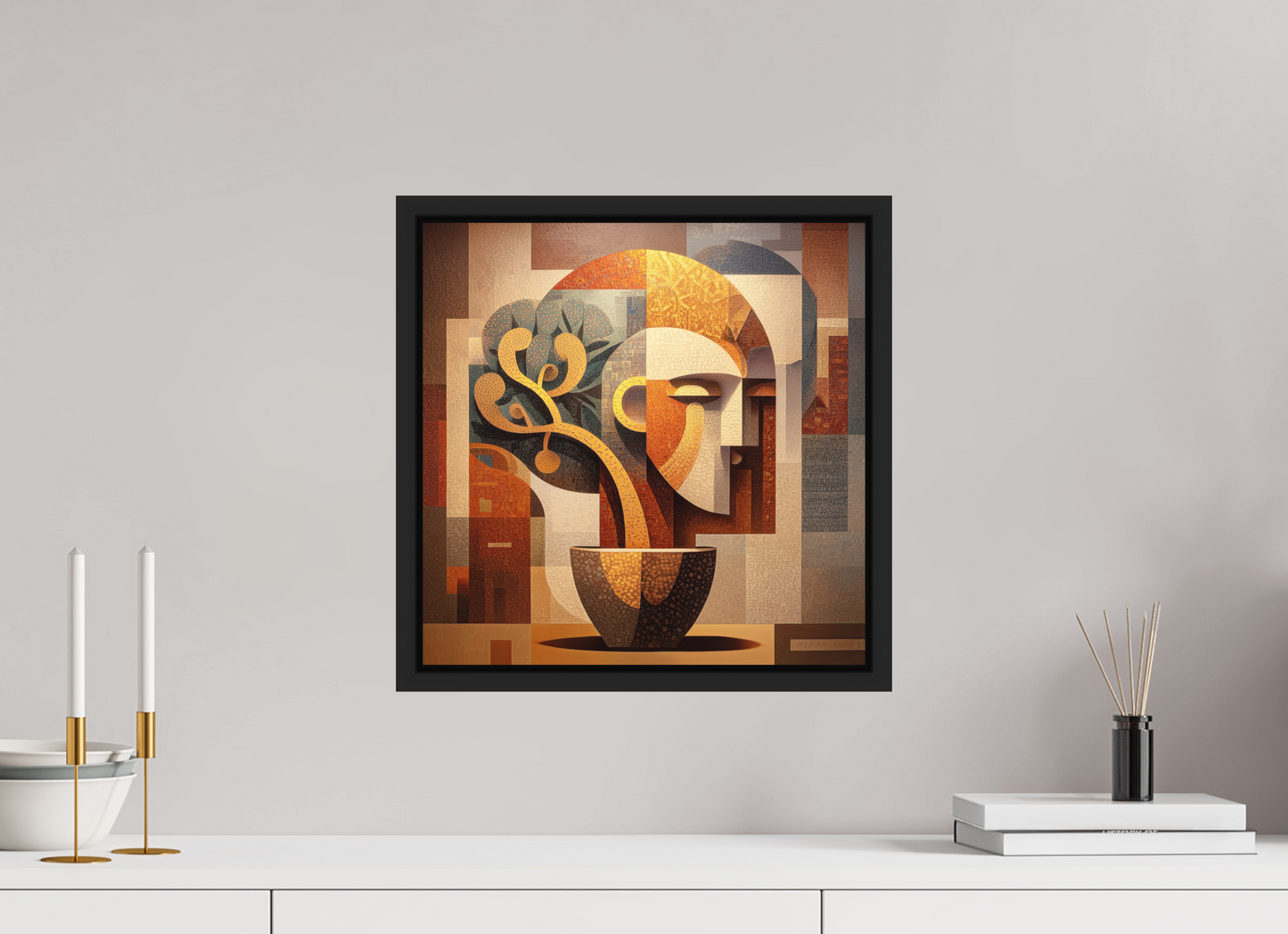 15 x 15″, Photo Print on Aluminum Backing with boarder Abstract Pot Head