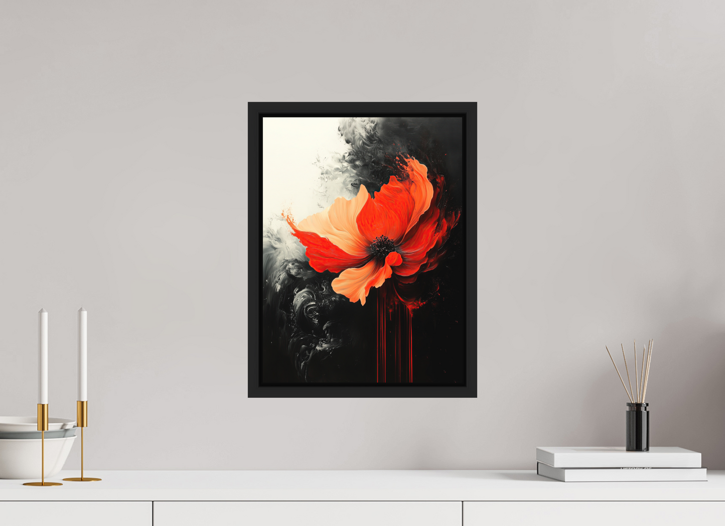 12 x 16″, Photo Print on Aluminum Backing with boarder Red Flower