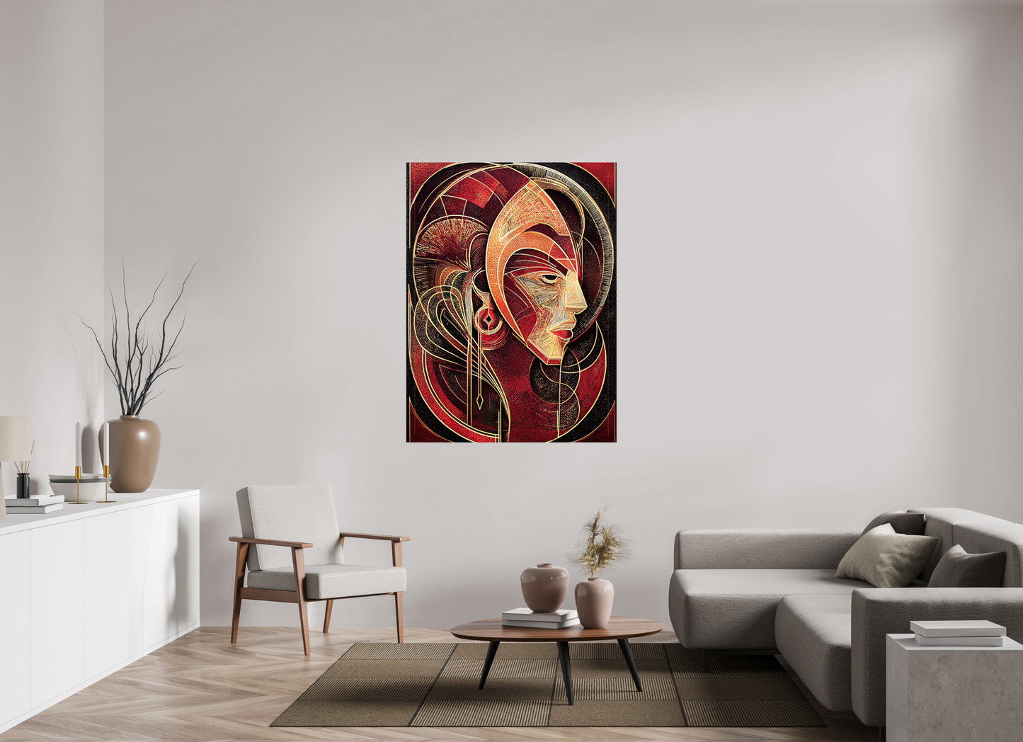 42 x 56″, Glossy Canvas Art Deco Face