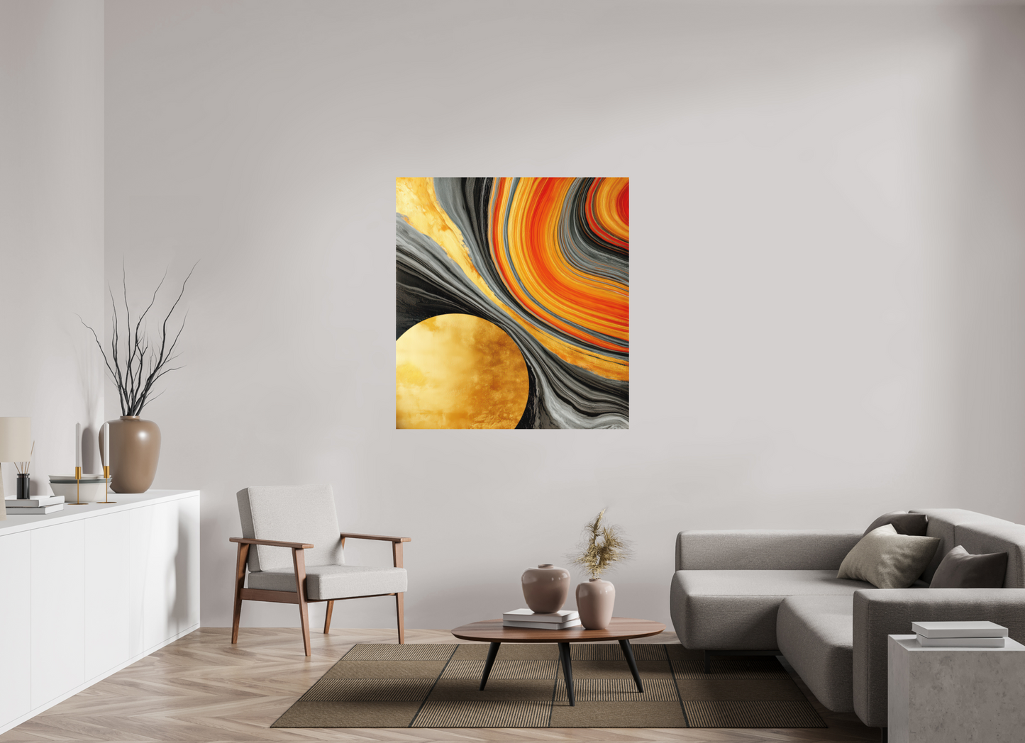 47 x 50.8″, Photo Print on Aluminum Backing Abstract Gold Geode