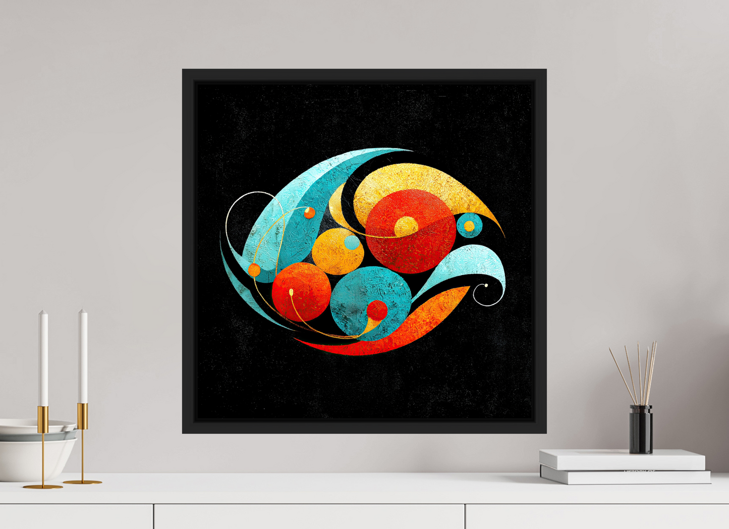 20 x 20″, Fine Art Print on Aluminum Dibond with Boarder Abstract Olives