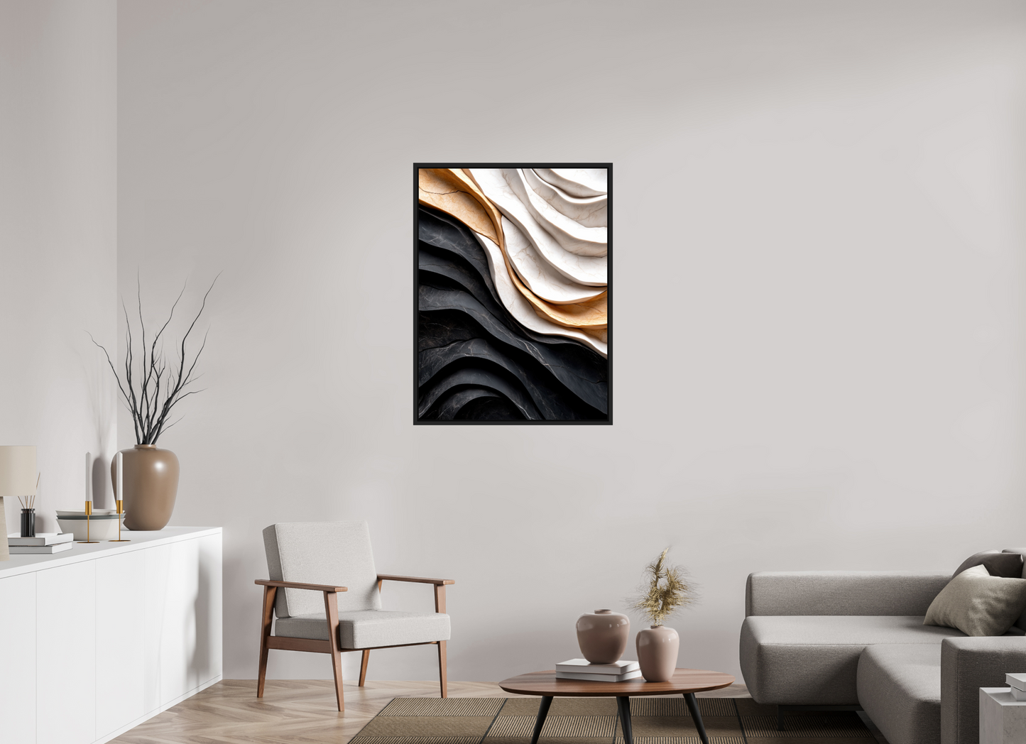 30 x 40″, Fine Art Print on Aluminum Dibond with Boarder Marble Wave