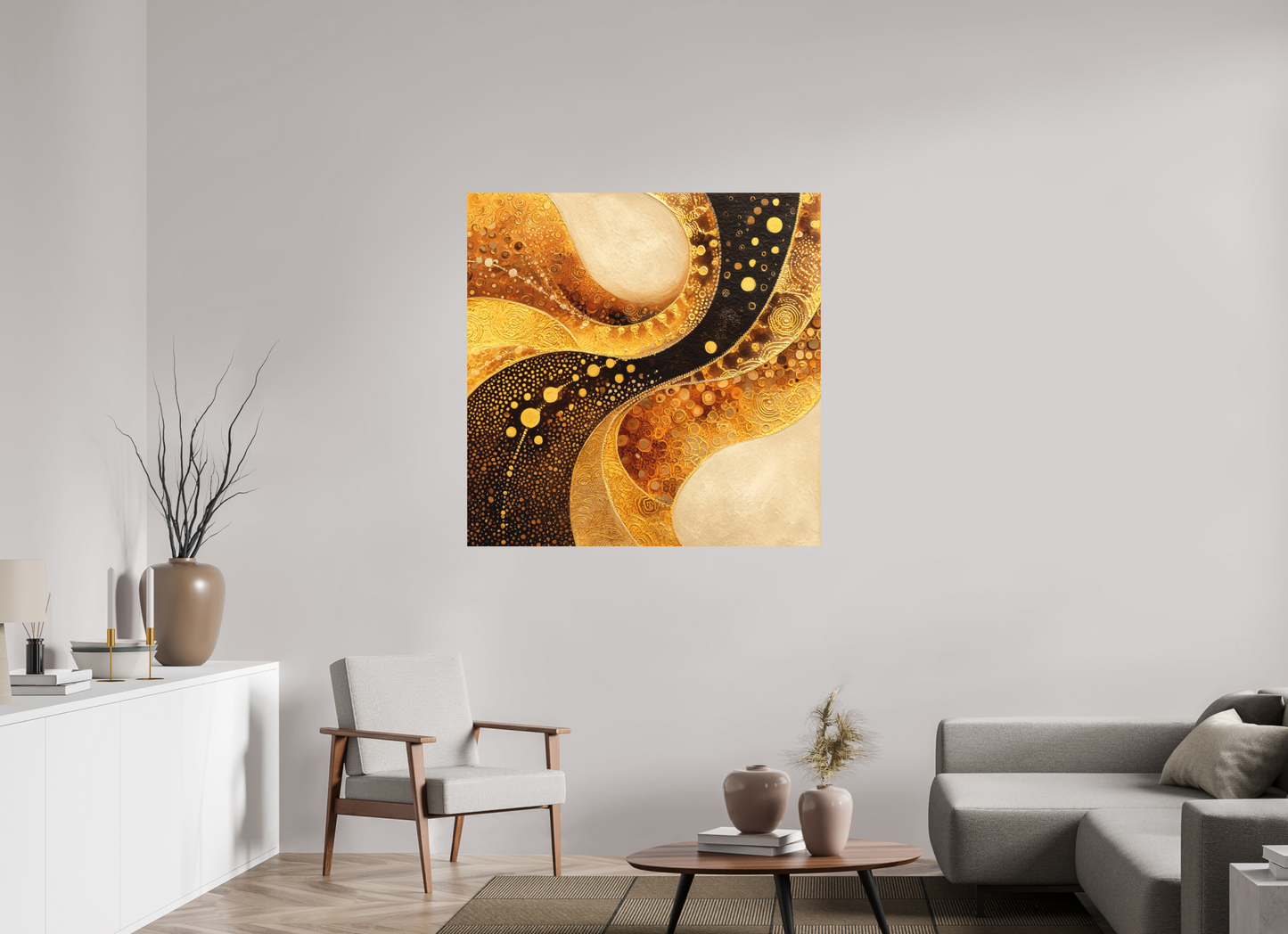 45 x 45″, Photo Print on Aluminum Backing Gold Texture Swirl