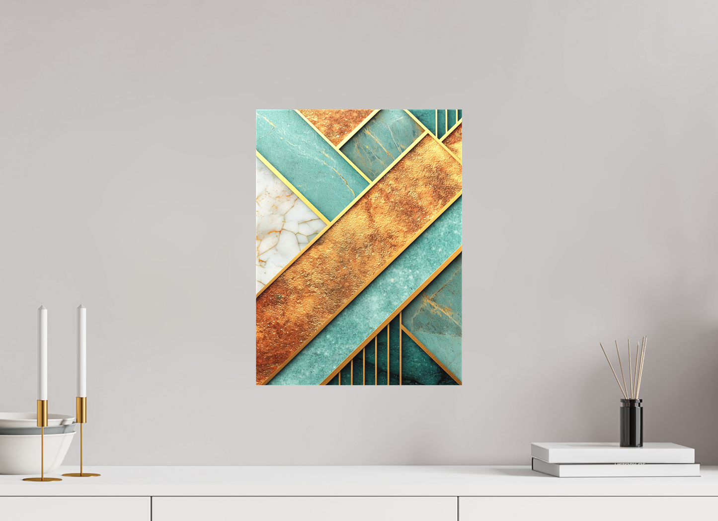12 x 16.2″, Textile on Canvas Art Deco Atlantis