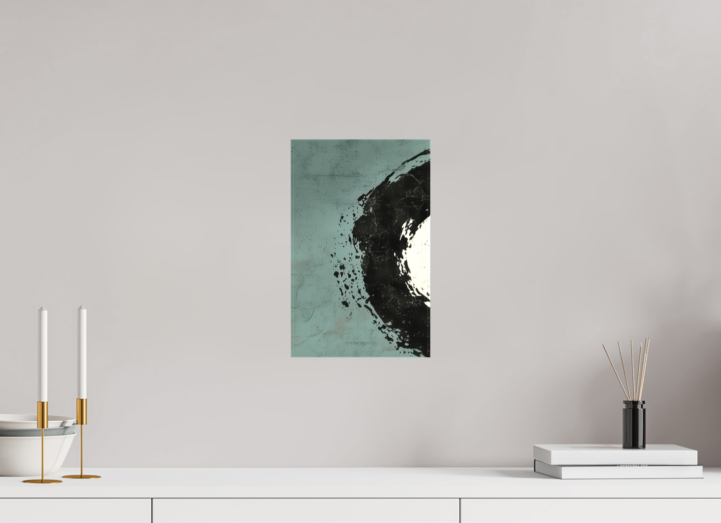 8 x 12.7″, Textile on Canvas Abstract Paint Brush Circle Left
