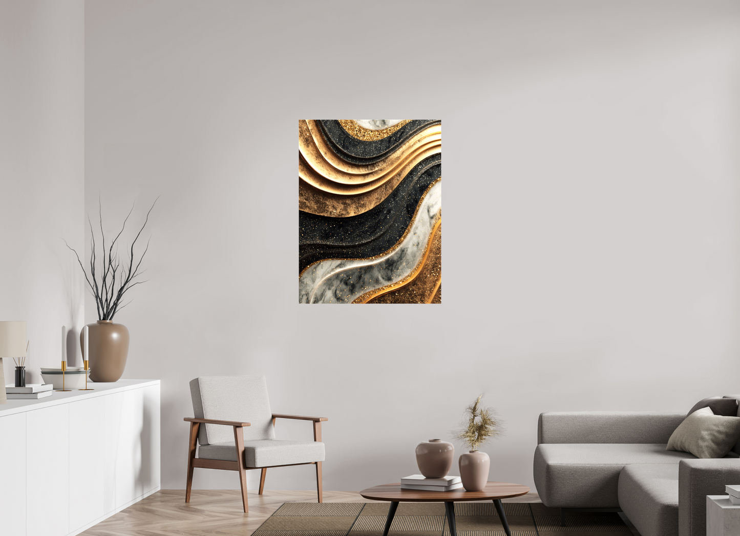 31 x 40.2″, Glossy Canvas Gold Marble Swirl