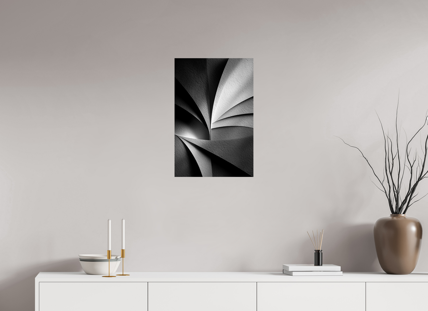 16 x 24″, Fine Art Print On Aluminum Dibond Abstract B&W 1