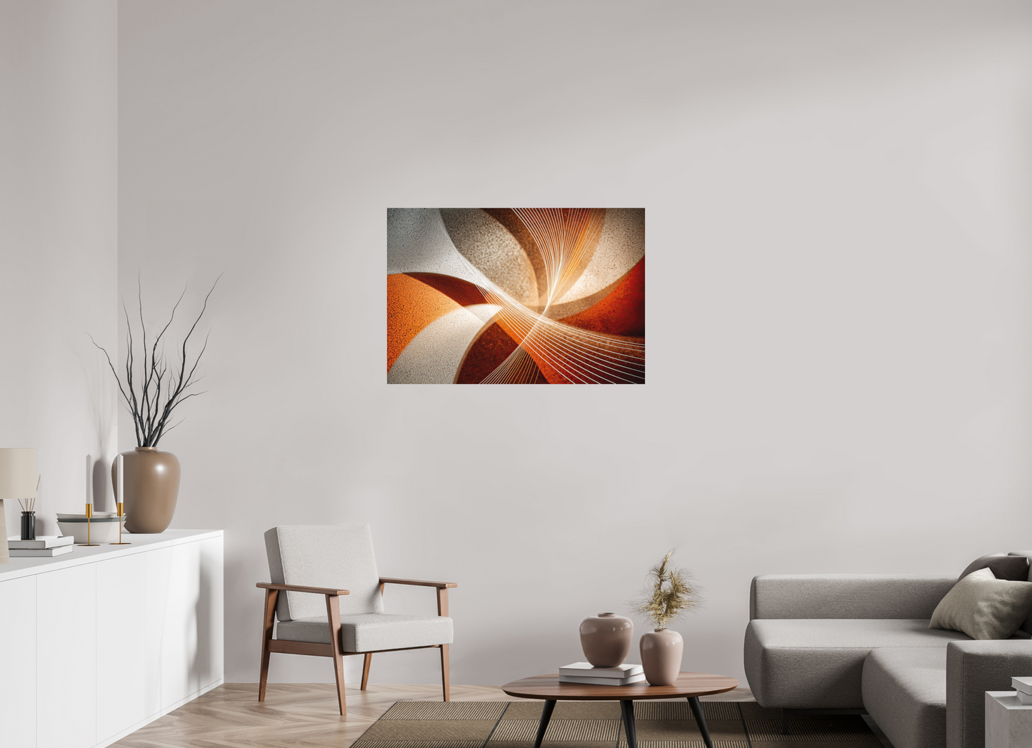 41 x 28″, Photo Print on Aluminum Backing Orange & White Swirl