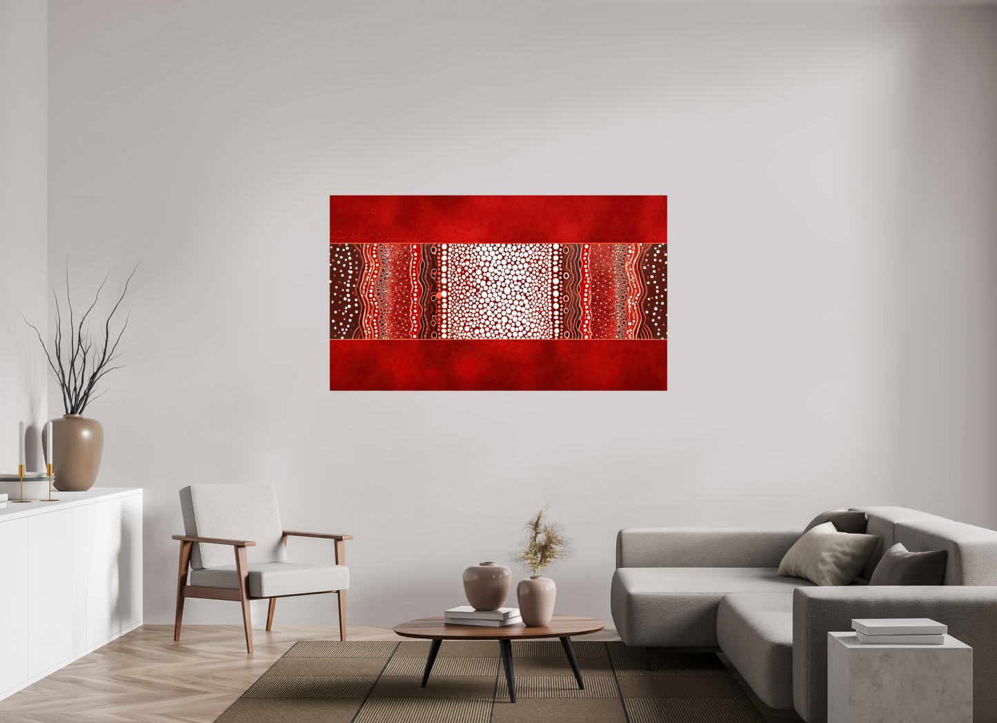 67.6 x 39″, Glossy Canvas Red Layers 1