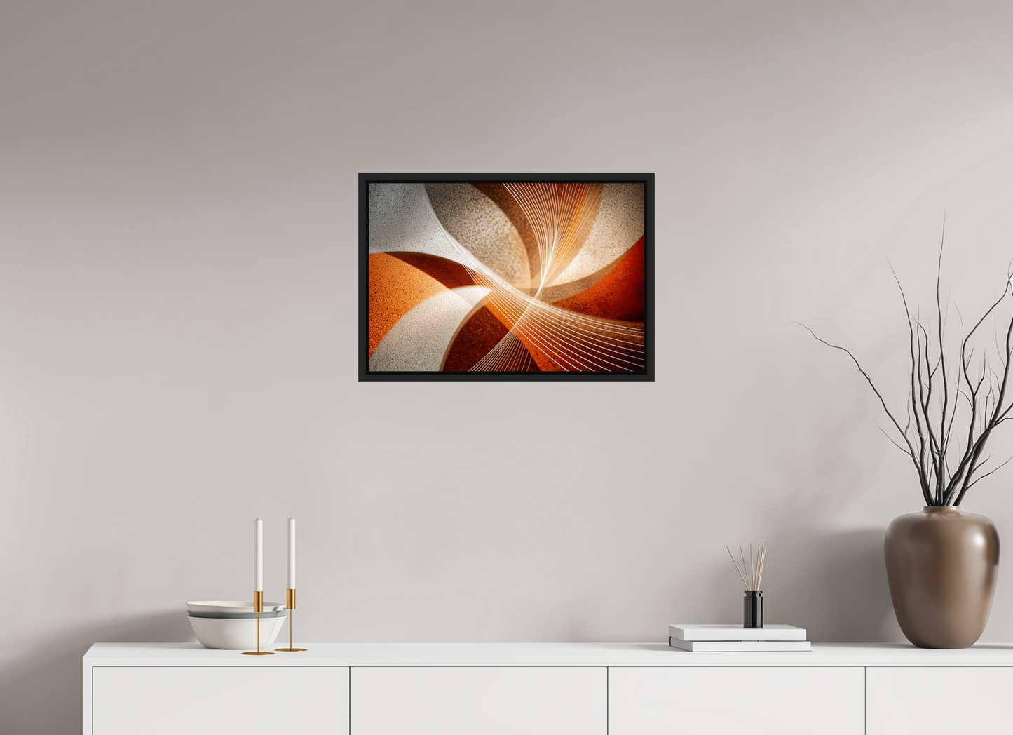 23.4 x 16″, Fine Art Print on Aluminum Dibond with Boarder Orange & White Swirl
