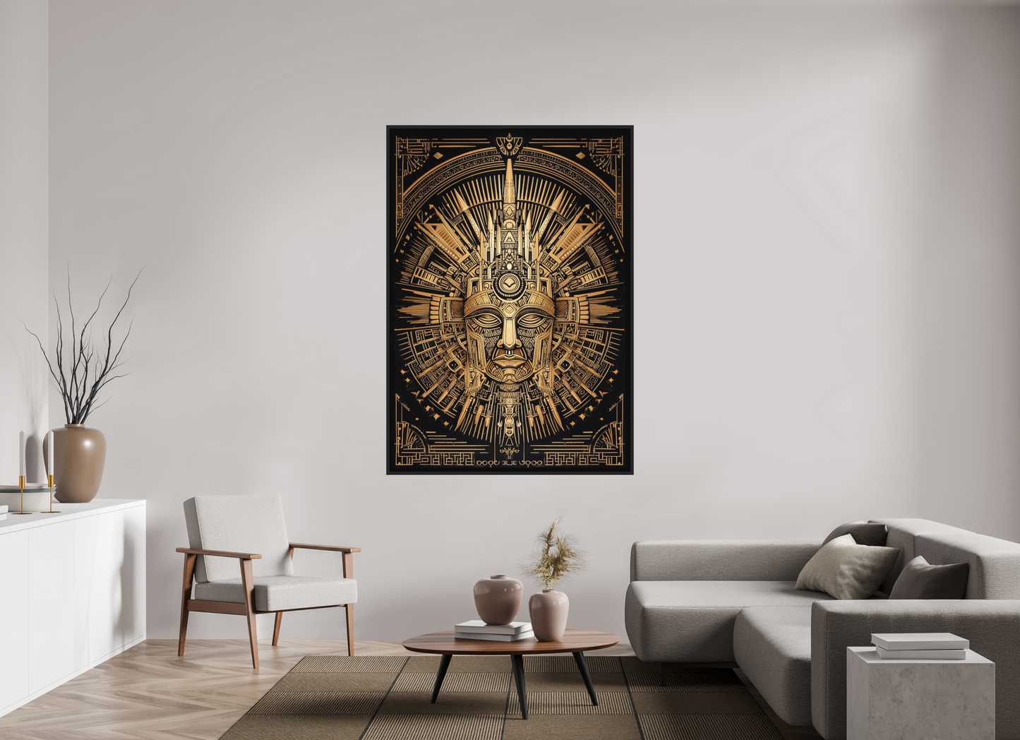 47 x 67.1″, Photo Print on Aluminum Backing with boarder Tribal Gold