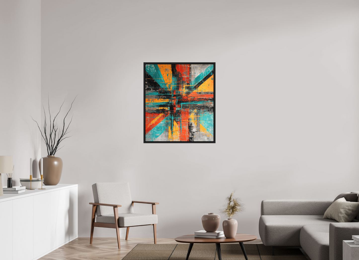 31 x 35.1″, Photo Print on Aluminum Backing with boarder Abstract Paint Lines