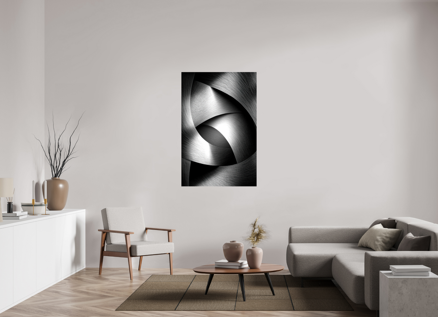 35 x 53.5″, Glossy Canvas Abstract B&W 4