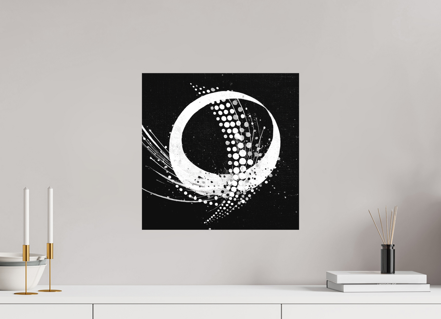 15 x 15″, Textile on Canvas Sputnik