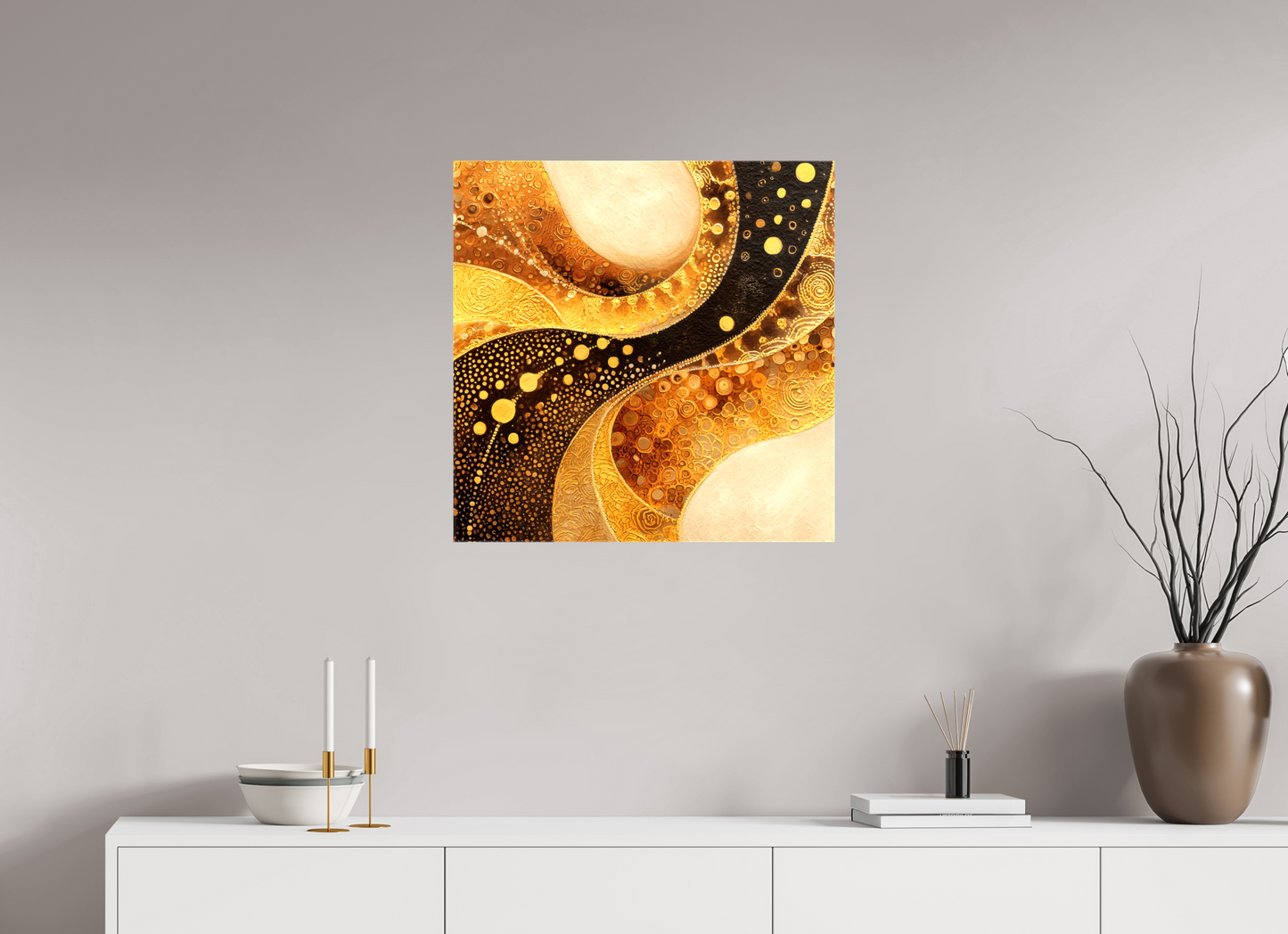 25 x 25″, Glossy Canvas Gold Texture Swirl