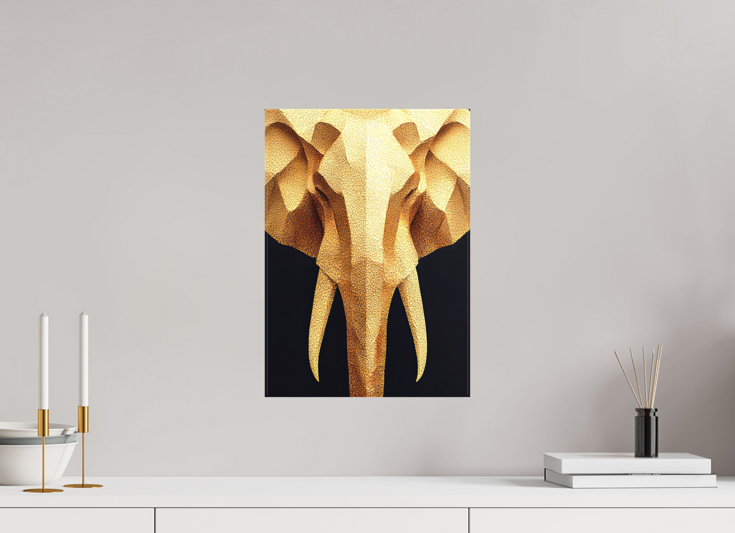 ISO A3 (29,7 x 42 cm), Textile on Canvas Gold Elephant