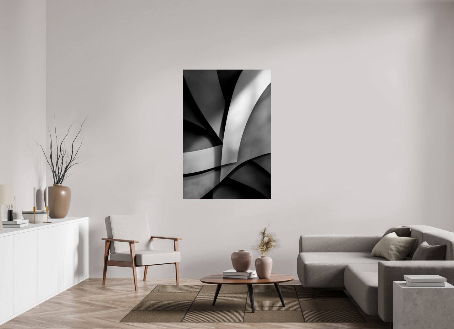 40 x 59″, Fine Art Print On Aluminum Dibond Abstract B&W 3